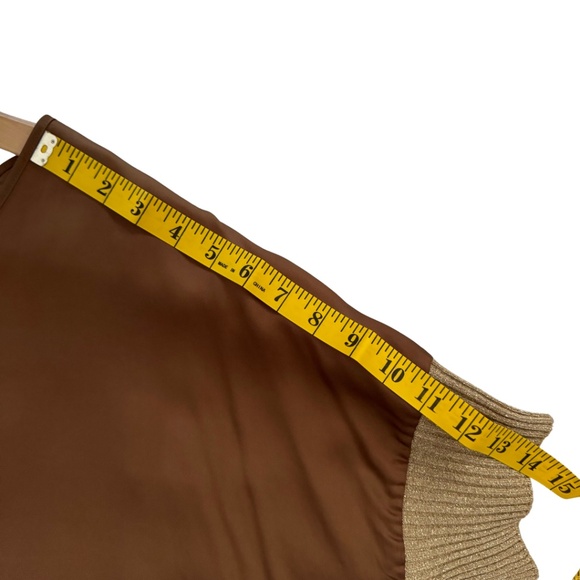 Drop Shoulder silky Copper Brown V-Neck Top/Blouse, NWT - Picture 11 of 13